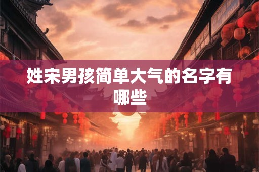 姓宋男孩简单大气的名字有哪些