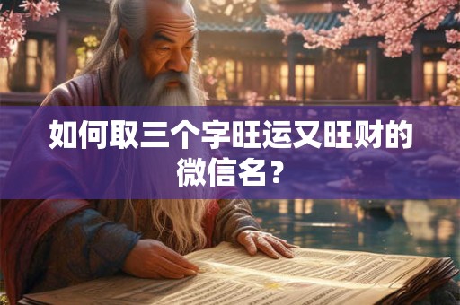 如何取三个字旺运又旺财的微信名？