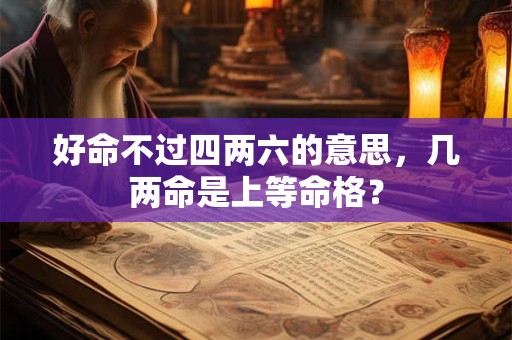 好命不过四两六的意思，几两命是上等命格？