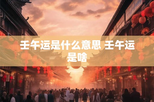 壬午运是什么意思 壬午运是啥