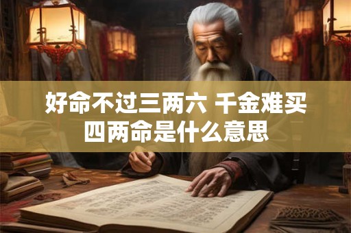好命不过三两六 千金难买四两命是什么意思