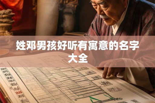 姓邓男孩好听有寓意的名字大全