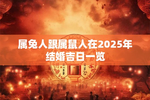 属兔人跟属鼠人在2025年结婚吉日一览