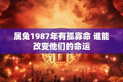 属兔1987年有孤寡命 谁能改变他们的命运