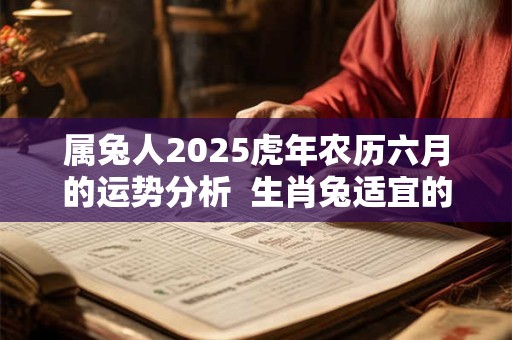 属兔人2025虎年农历六月的运势分析 生肖兔适宜的行业 属兔人2025虎年农历六月的运势分析 生肖兔适宜的行业