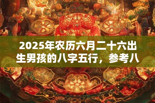2025年农历六月二十六出生男孩的八字五行，参考八字起名