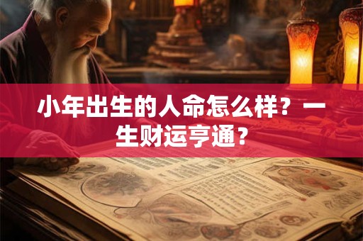 小年出生的人命怎么样？一生财运亨通？