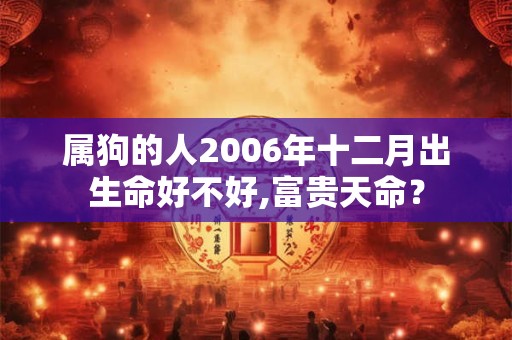 属狗的人2006年十二月出生命好不好,富贵天命？