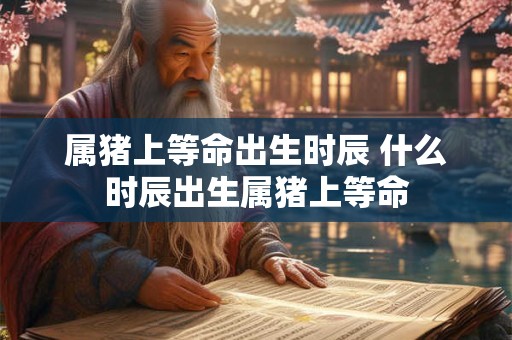 属猪上等命出生时辰 什么时辰出生属猪上等命