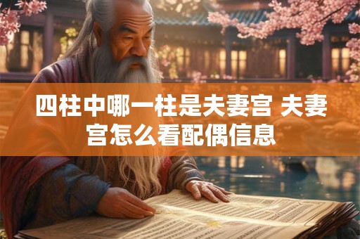 四柱中哪一柱是夫妻宫 夫妻宫怎么看配偶信息