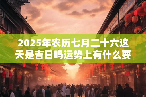 2025年农历七月二十六这天是吉日吗运势上有什么要点