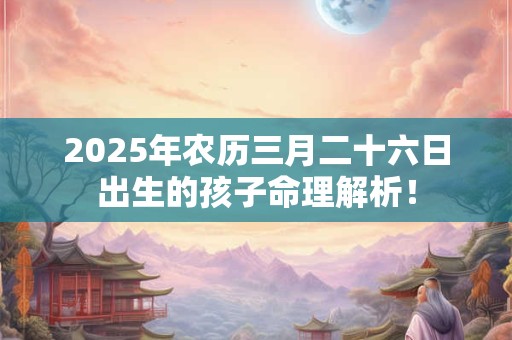 2025年农历三月二十六日出生的孩子命理解析！