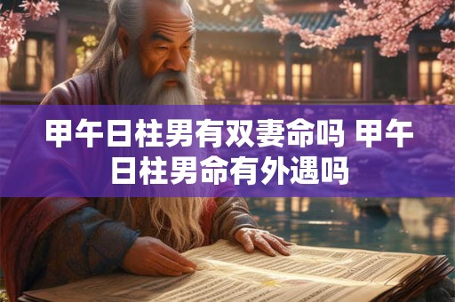 甲午日柱男有双妻命吗 甲午日柱男命有外遇吗