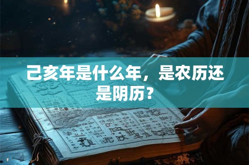 己亥年是什么年，是农历还是阴历？