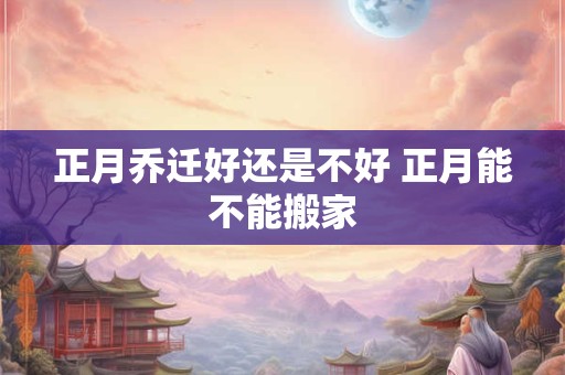 正月乔迁好还是不好 正月能不能搬家 正月乔迁好还是不好 正月能不能搬家