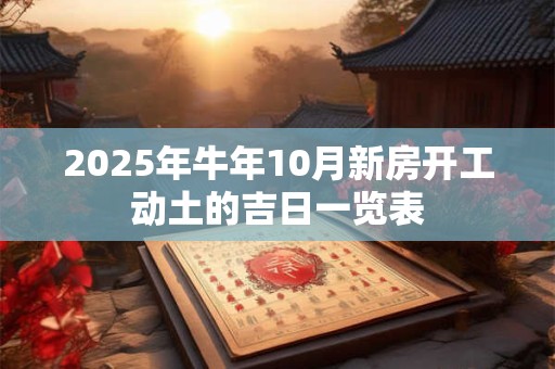 2025年牛年10月新房开工动土的吉日一览表