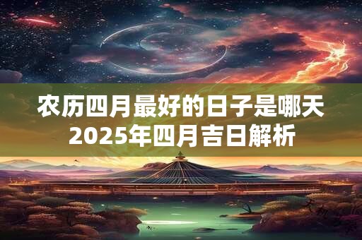 农历四月最好的日子是哪天2025年四月吉日解析 农历四月最好的日子是哪天2025年四月吉日解析