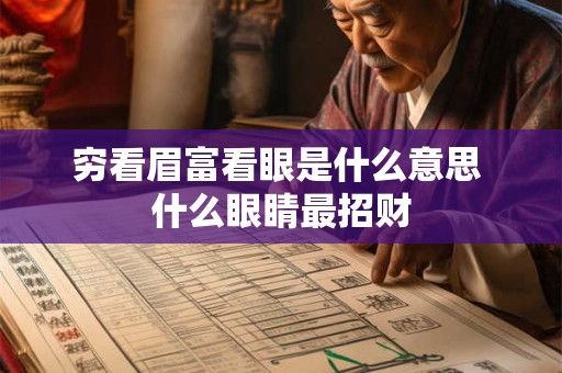 穷看眉富看眼是什么意思 什么眼睛最招财