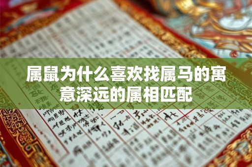 属鼠为什么喜欢找属马的寓意深远的属相匹配