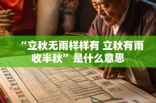 “立秋无雨样样有 立秋有雨收半秋”是什么意思