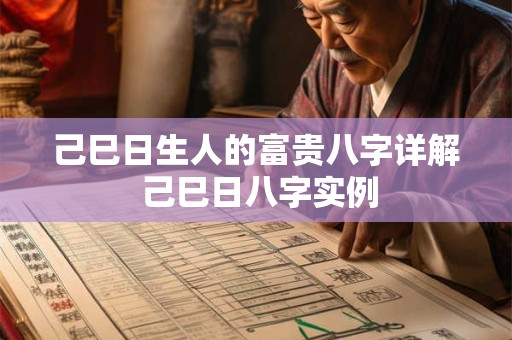 己巳日生人的富贵八字详解 己巳日八字实例