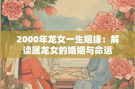 2000年龙女一生姻缘：解读属龙女的婚姻与命运