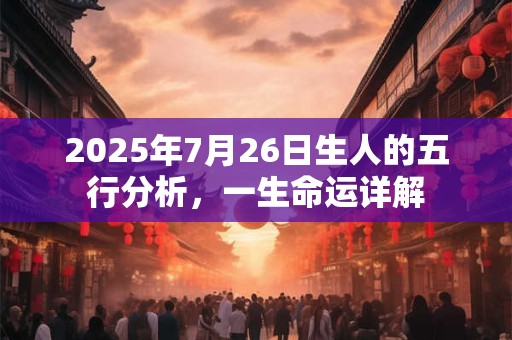 2026年7月26日生人的五行分析，一生命运详解