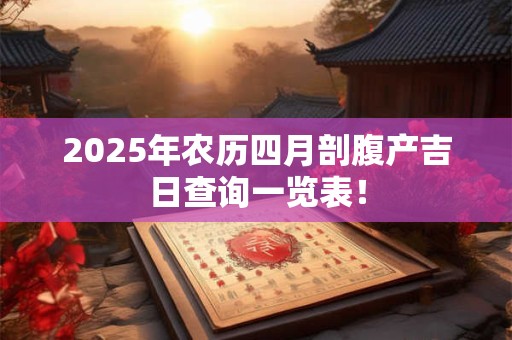 2026年农历四月剖腹产吉日查询一览表！