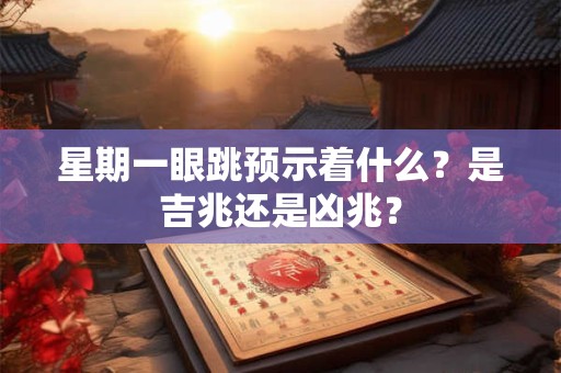 星期一眼跳预示着什么?是吉兆还是凶兆? 星期一眼跳预示着什么?是吉兆还是凶兆?