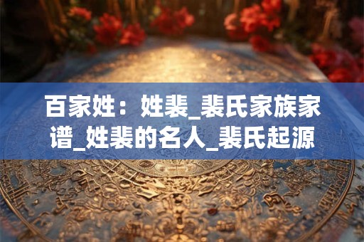百家姓：姓裴_裴氏家族家谱_姓裴的名人_裴氏起源