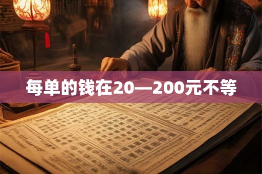 每单的钱在20—200元不等 每单的钱在20—200元不等