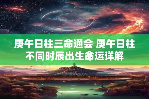 庚午日柱三命通会 庚午日柱不同时辰出生命运详解 庚午日柱三命通会 庚午日柱不同时辰出生命运详解