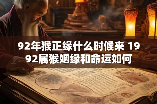 92年猴正缘什么时候来 1992属猴姻缘和命运如何