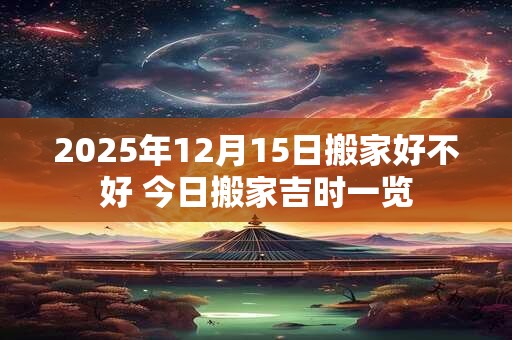 2025年12月15日搬家好不好 今日搬家吉时一览