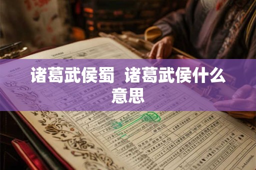 诸葛武侯蜀  诸葛武侯什么意思