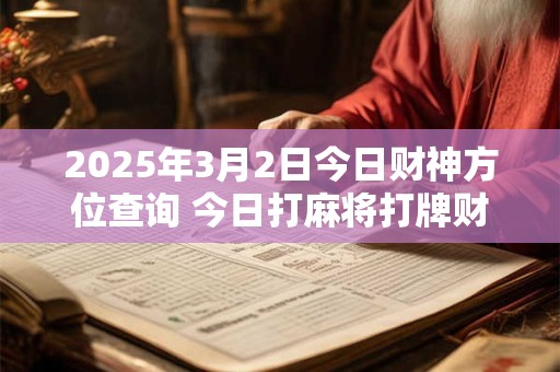 2025年3月2日今日财神方位查询 今日打麻将打牌财运方位 2025年3月2日今日财神方位查询 今日打麻将打牌财运方位