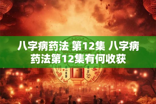 八字病药法 第12集 八字病药法第12集有何收获