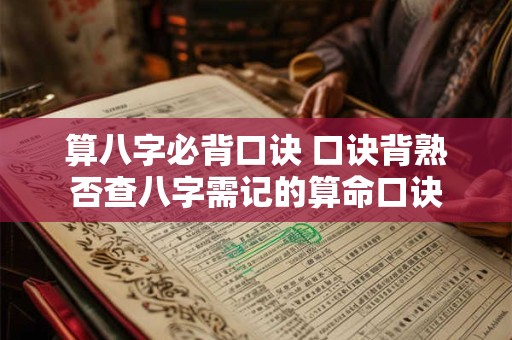 算八字必背口诀 口诀背熟否查八字需记的算命口诀 算八字必背口诀 口诀背熟否查八字需记的算命口诀