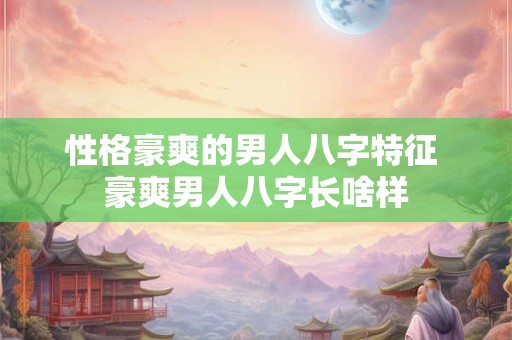性格豪爽的男人八字特征 豪爽男人八字长啥样