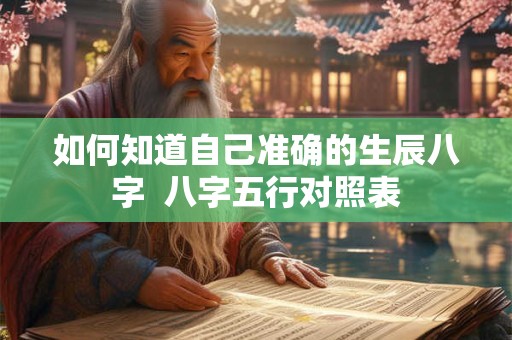如何知道自己准确的生辰八字  八字五行对照表