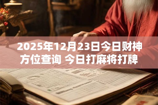 2025年12月23日今日财神方位查询 今日打麻将打牌财神方位！