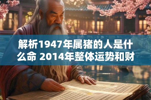 解析1947年属猪的人是什么命 2014年整体运势和财运如何 解析1947年属猪的人是什么命 2014年整体运势和财运如何