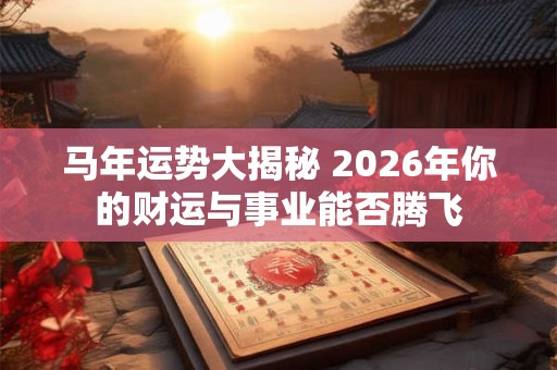 马年运势大揭秘 2026年你的财运与事业能否腾飞