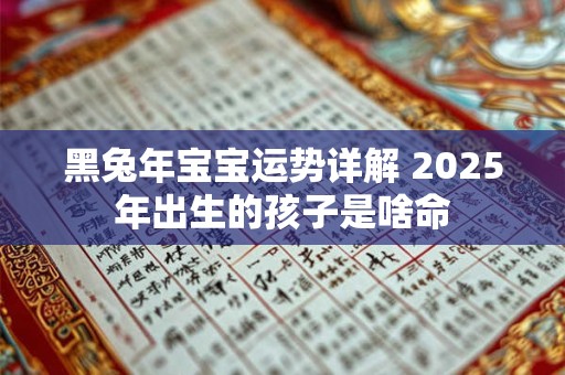黑兔年宝宝运势详解 2025年出生的孩子是啥命 黑兔年宝宝运势详解 2025年出生的孩子是啥命