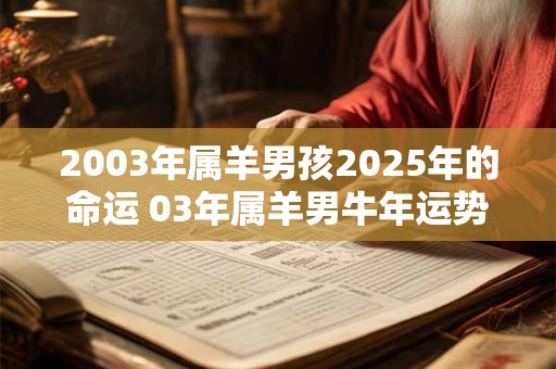 2003年属羊男孩2025年的命运 03年属羊男牛年运势