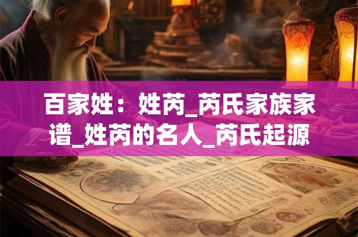 百家姓：姓芮_芮氏家族家谱_姓芮的名人_芮氏起源