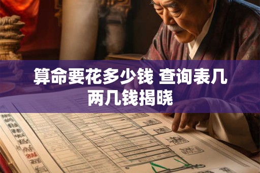 算命要花多少钱 查询表几两几钱揭晓