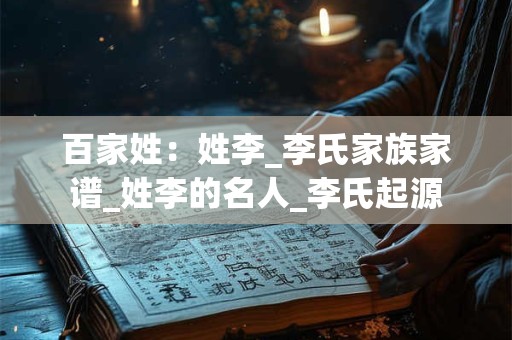 百家姓：姓李_李氏家族家谱_姓李的名人_李氏起源