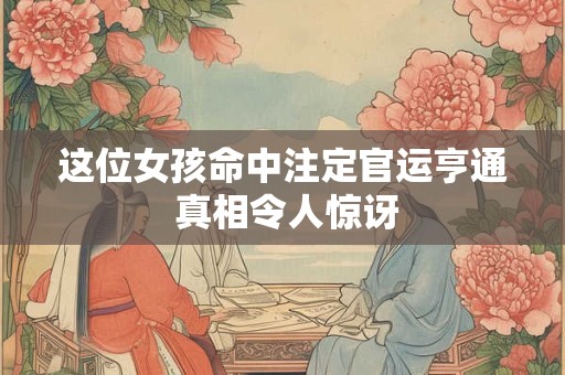 这位女孩命中注定官运亨通 真相令人惊讶