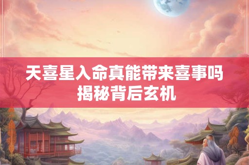 天喜星入命真能带来喜事吗 揭秘背后玄机